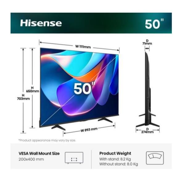 TV e Hotel TV Hisense 50 A69S 4K UHD SMART VIDAA 50A69S
