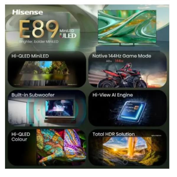 TV e Hotel TV Hisense 75 E89S MINI LED 4K UHD VIDAA 144HZ 75E89S