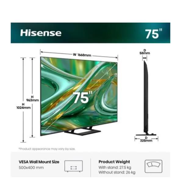 TV e Hotel TV Hisense 75 E89S MINI LED 4K UHD VIDAA 144HZ 75E89S