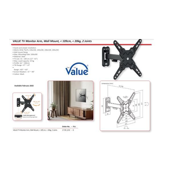 SUPPORTI TV/MONITOR Itb Solution STAFFA 2 SNODI RO17.99.1233