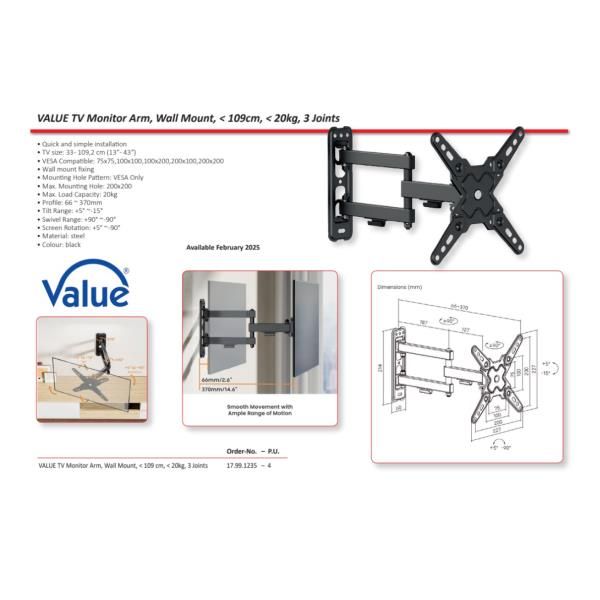 SUPPORTI TV/MONITOR Itb Solution STAFFA 3 SNODI RO17.99.1235